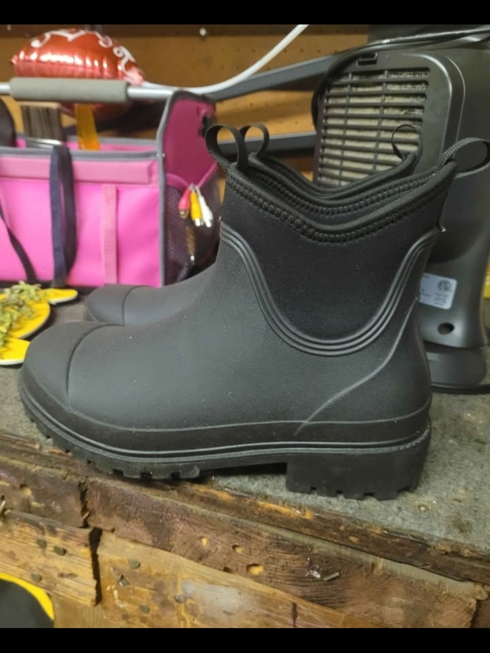 Black Slip-On Rain Boots - Rugged Chelsea Style
